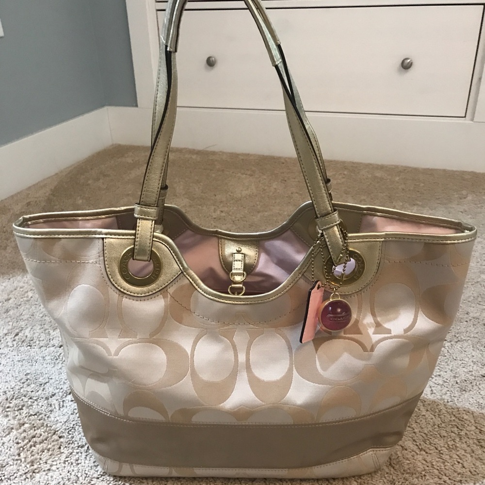 Cream Coach Handbag